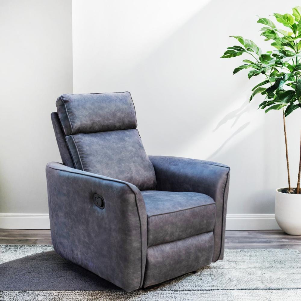 Leathaire Grey Manual Recliner Sofa / Armchair Set