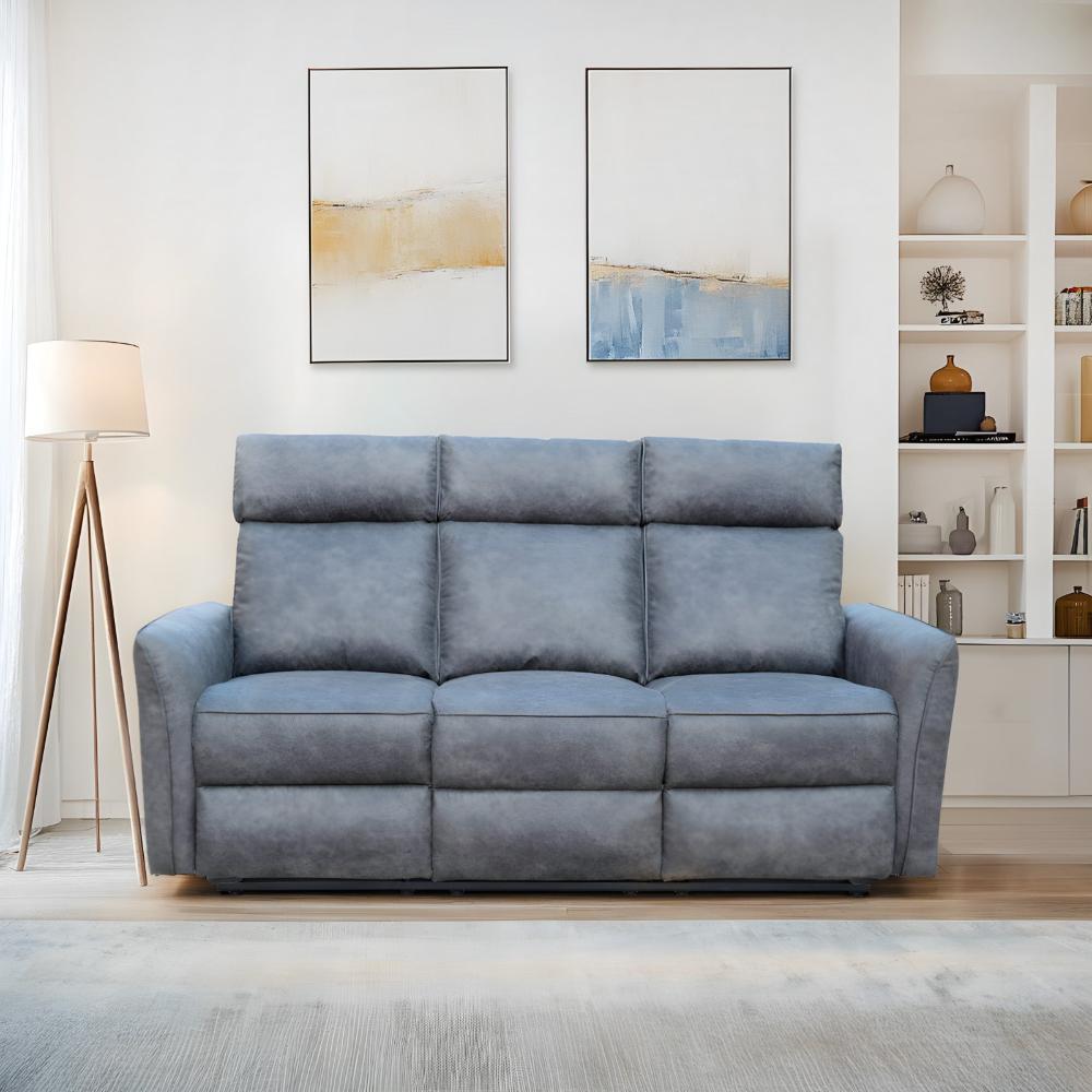 Leathaire Grey Manual Recliner Sofa / Armchair Set