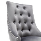 Avers Grey Velvet Button Back Dining Chairs