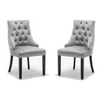 Avers Light Grey Velvet Button Back Dining Chairs