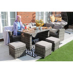 Rosen 9 Seater Rattan Garden Dining Set In Grey