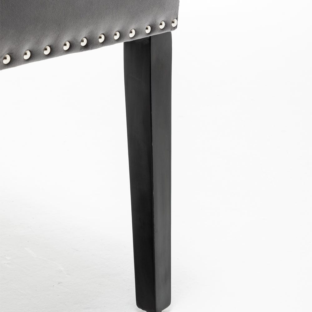 Avers Grey Velvet Button Back Dining Chairs