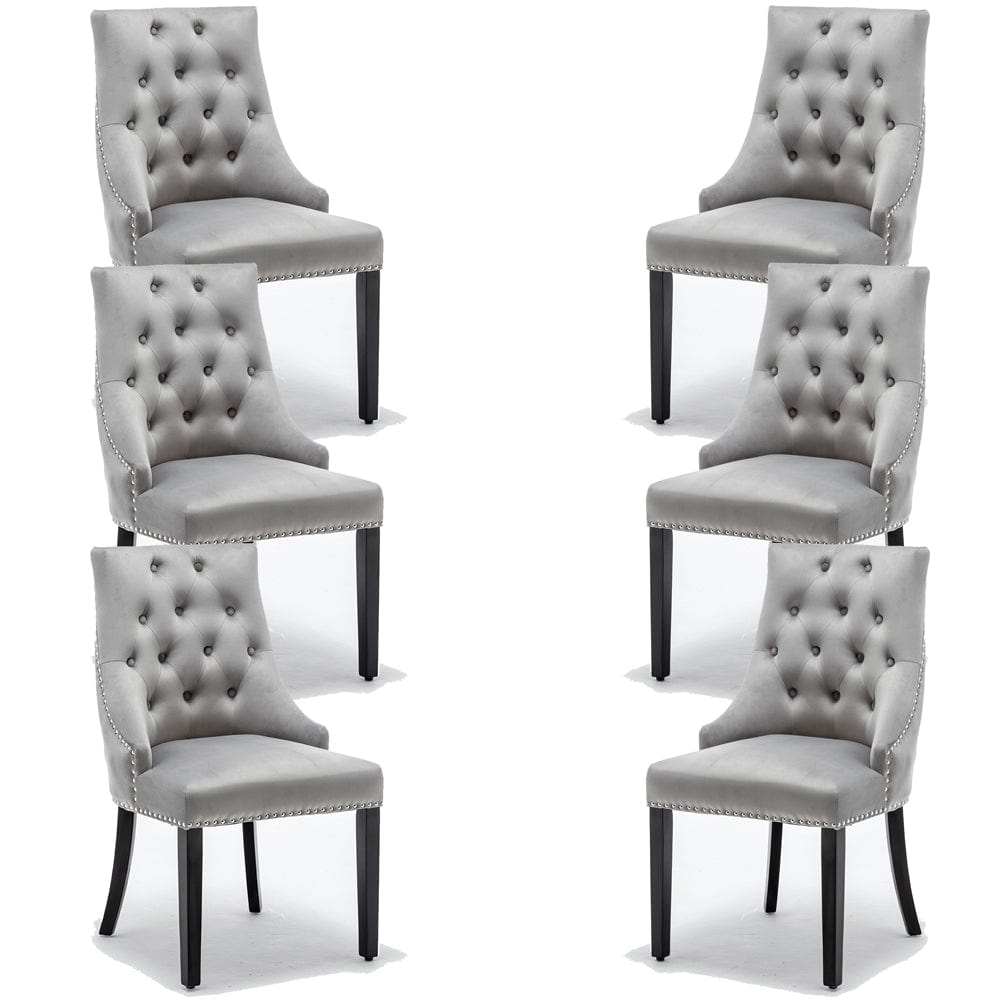 Etta Rectangle Dining Table Set with 6 Velvet Chairs