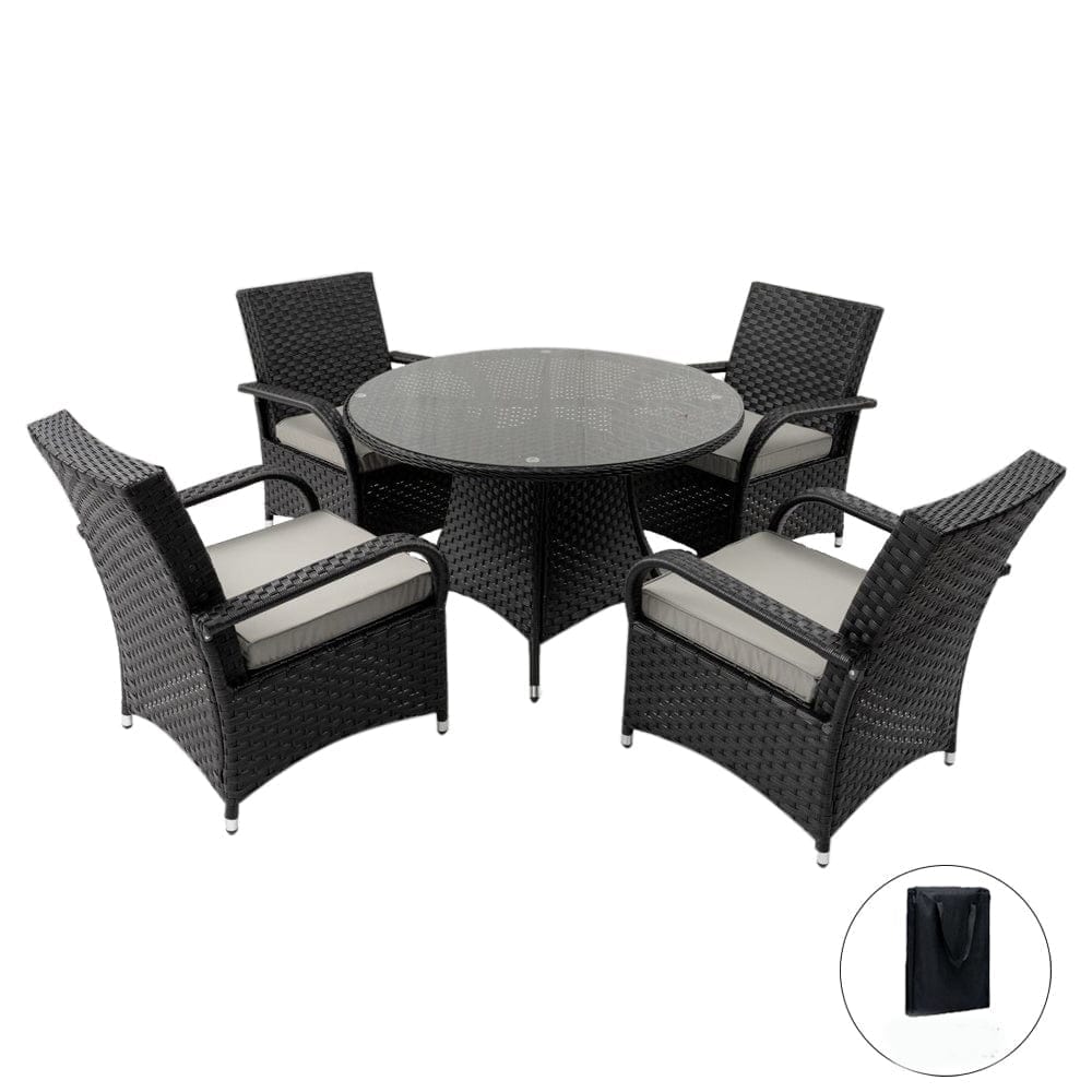 Aura 4 Seater Round Dining Table Set Rattan Garden Set