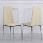 Set Of 4 Orsa Faux Leather Dining Chairs With Chrome Legs In Cream