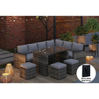 Rosen 9 Seater Rattan Garden Dining Set In Grey