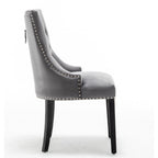 Avers Grey Velvet Button Back Dining Chairs