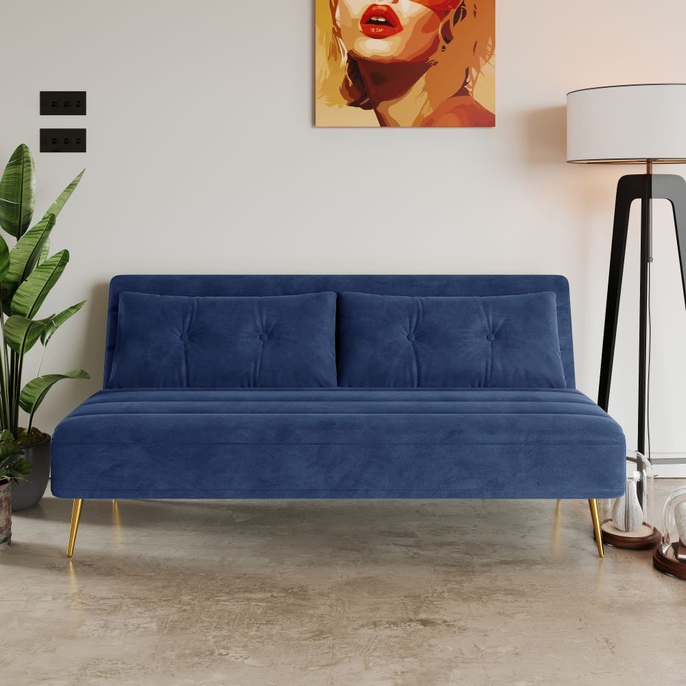 Jola x Large Velvet Foldable 2.5 Seater Sofa Bed with Pillows