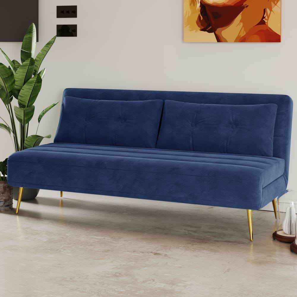 Jola x Large Velvet Foldable 2.5 Seater Sofa Bed with Pillows