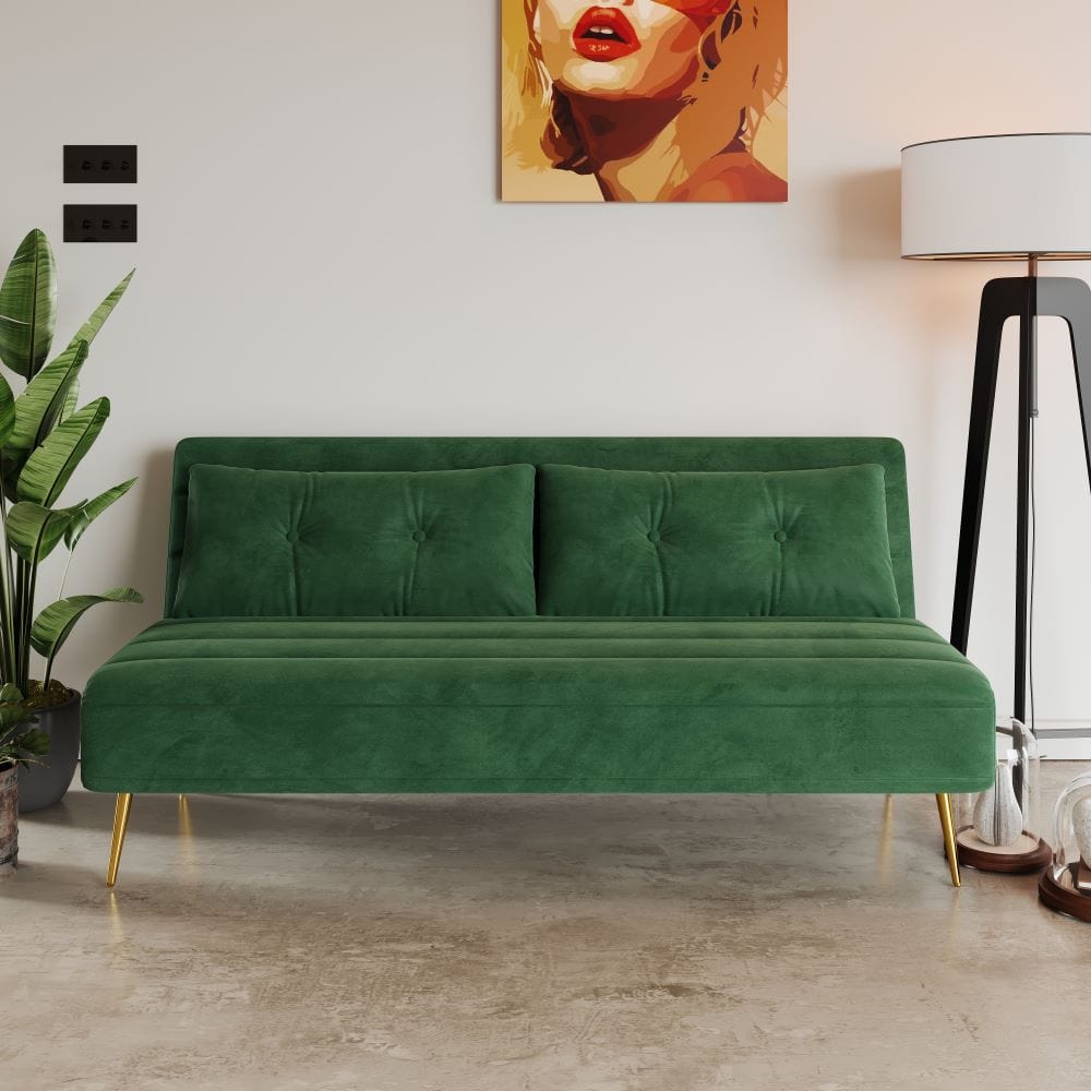 Jola x Large Velvet Foldable 2.5 Seater Sofa Bed with Pillows