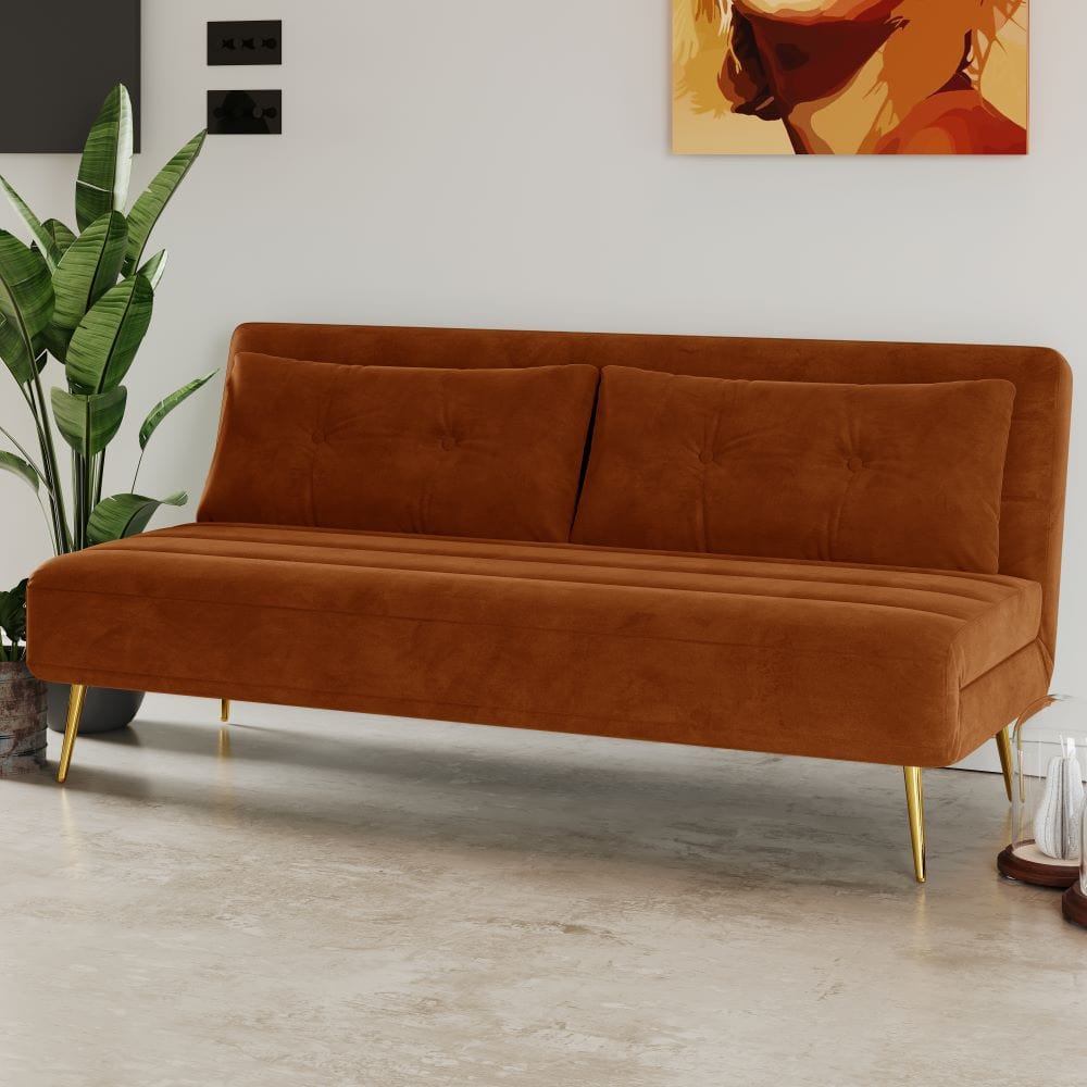Jola x Large Velvet Foldable 2.5 Seater Sofa Bed with Pillows