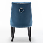 Avers Blue Velvet Button Back Dining Chairs Rubber Leg
