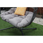 Bradway Hanging Rope Swing Double Indoor Outdoor Egg Chair with Grey Cushions