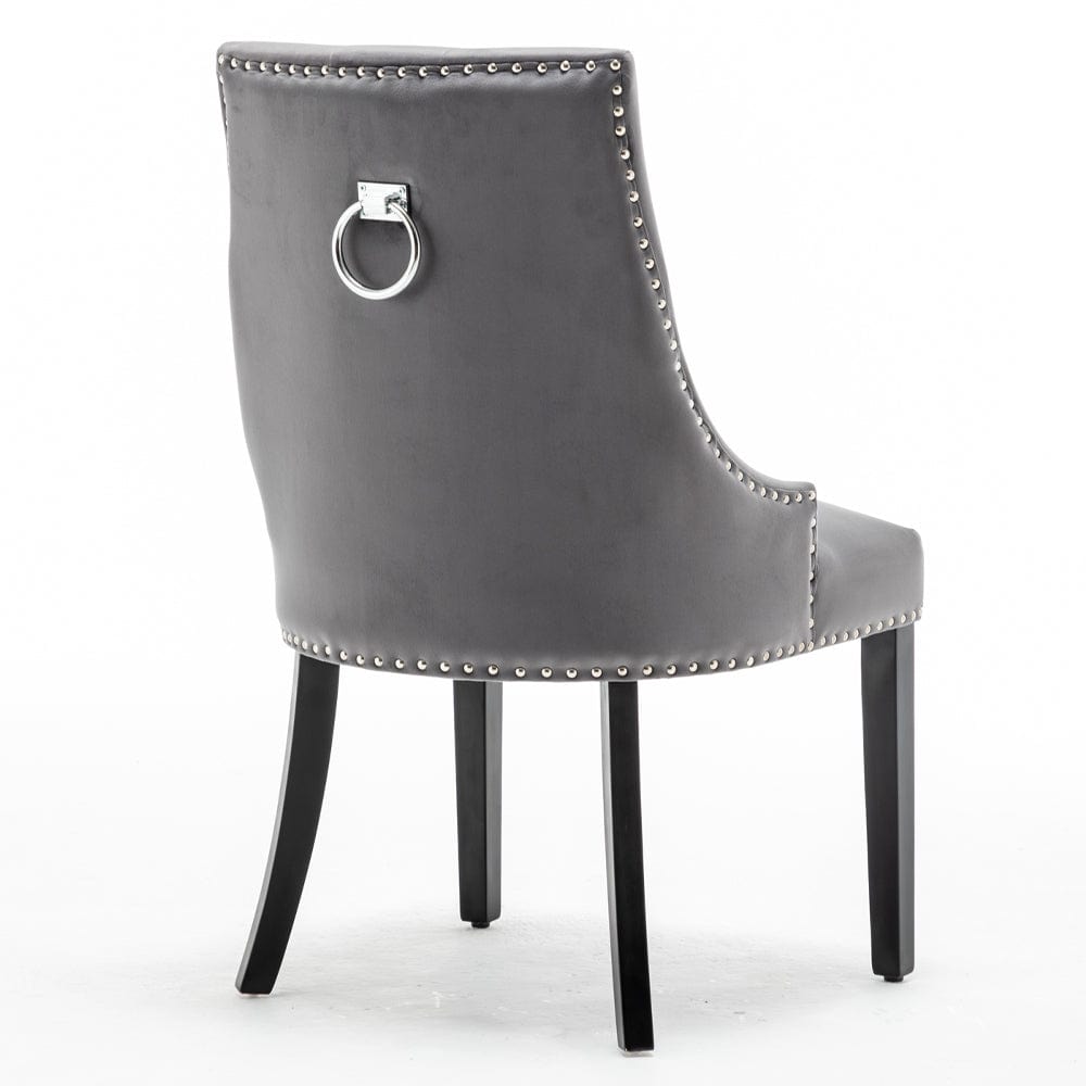 Avers Grey Velvet Button Back Dining Chairs