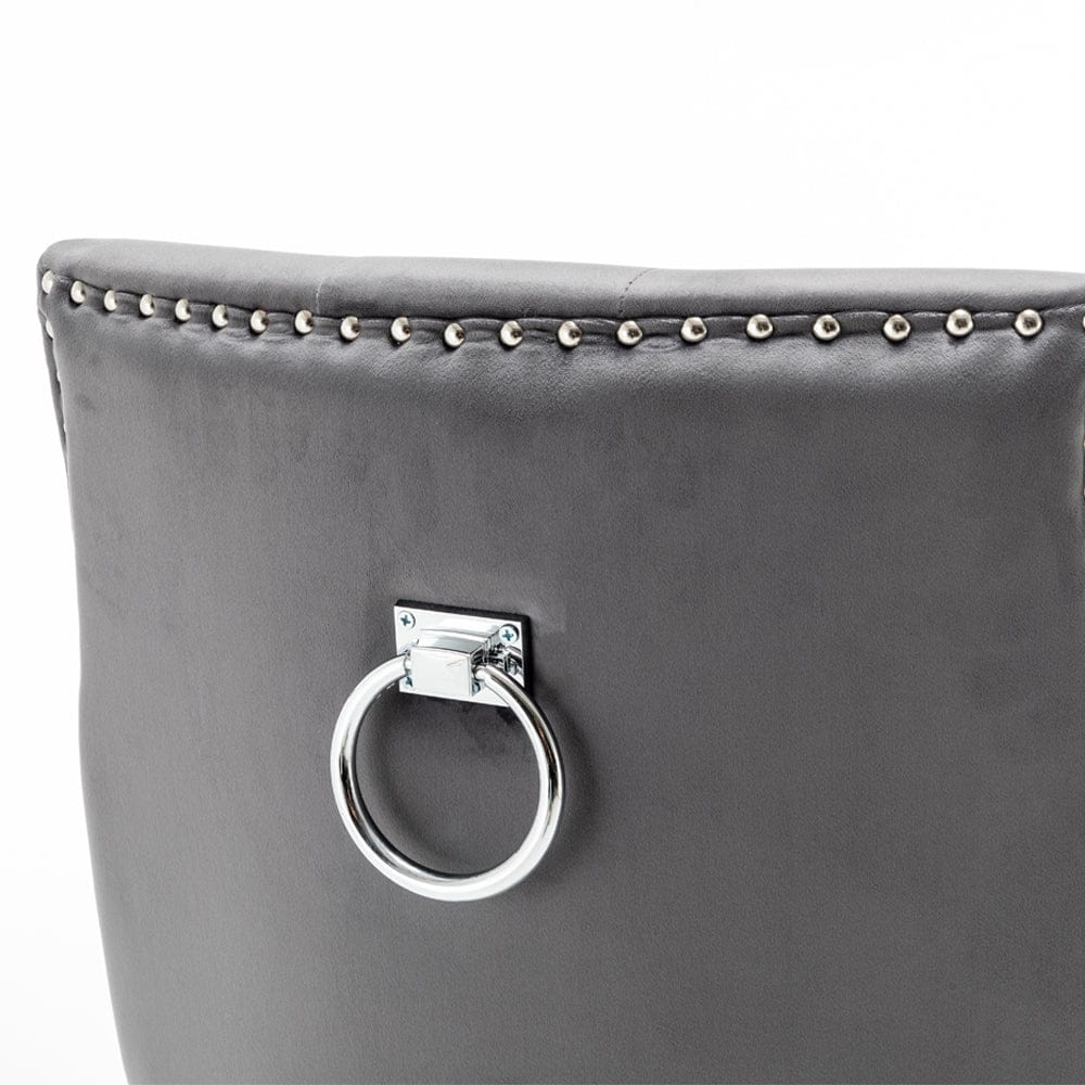 Avers Grey Velvet Button Back Dining Chairs