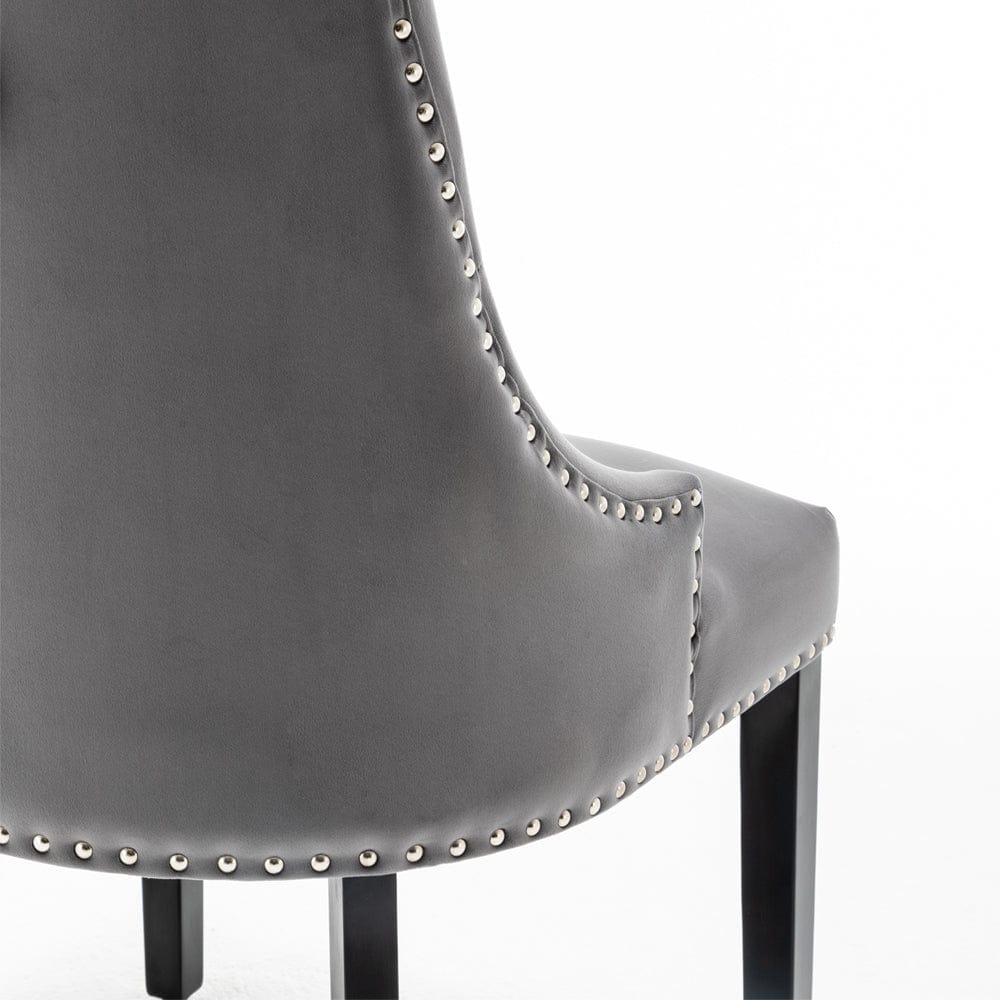 Avers Grey Velvet Button Back Dining Chairs