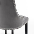 Avers Grey Velvet Button Back Dining Chairs