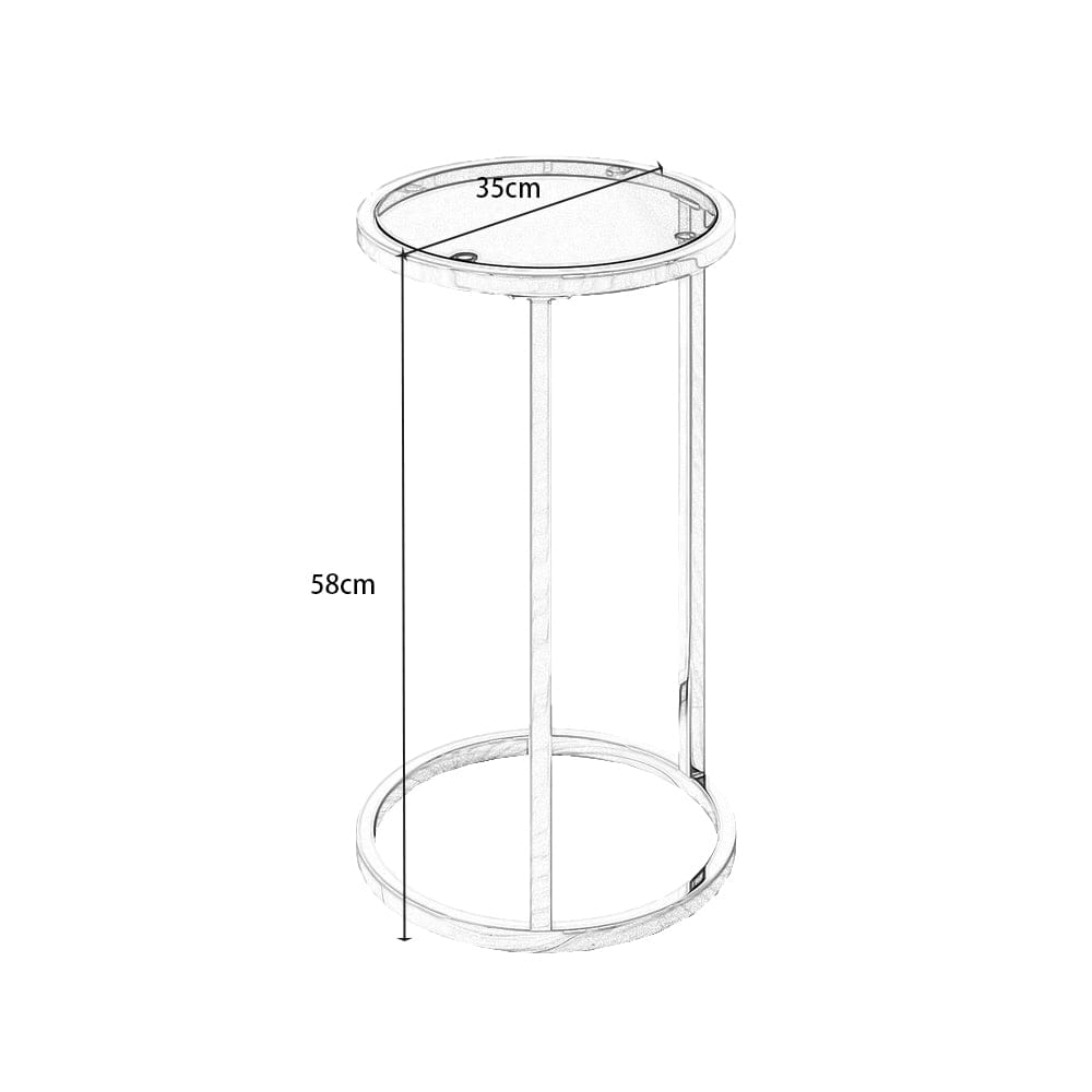 Etta Frame Nesting Round End Coffee Table Ottoman Set