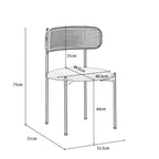 Set Of 2 Boho Velvet Dining Chair With Curved Rattan Backrest