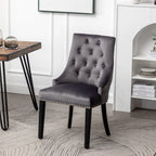 Avers Grey Velvet Button Back Dining Chairs