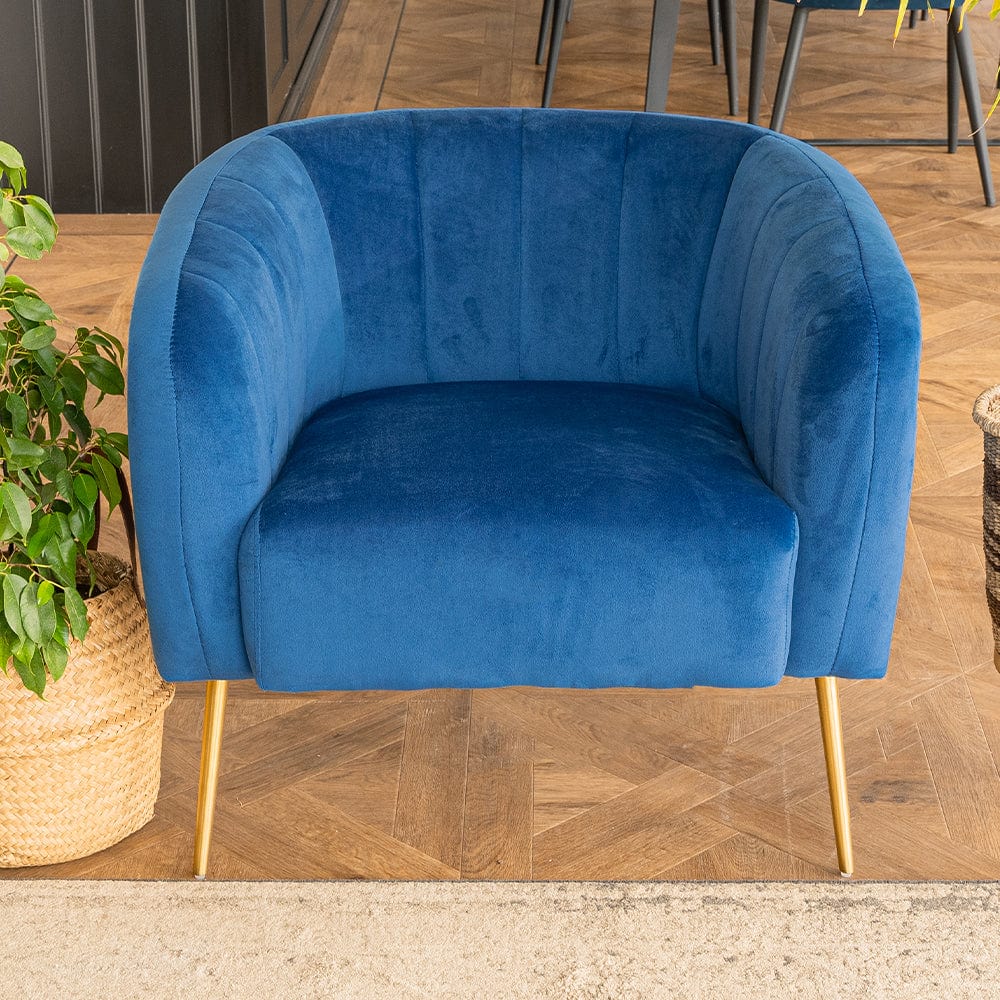 Russell Velvet Armchair In Blue