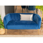 Russell Velvet Two Seater Sofa In Blue
