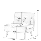 Jola Velvet Foldable Sofa Bed with Pillow 1 Seater