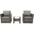 Rosen 2 Seater Rattan Bistro Furniture Set In Grey