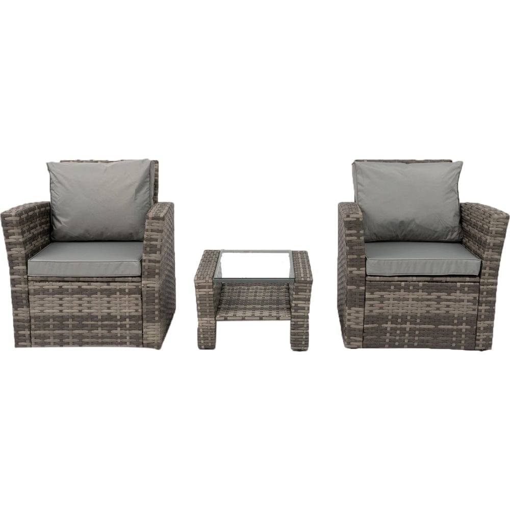 Rosen 2 Seater Rattan Bistro Furniture Set In Grey