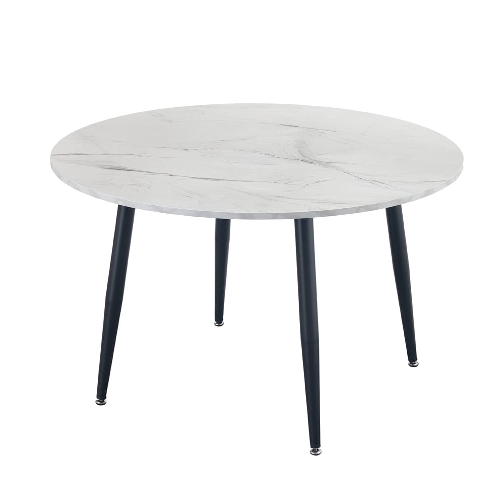 Lisa 4 Seater 116CM Round Marbled Effect Dining Table Set