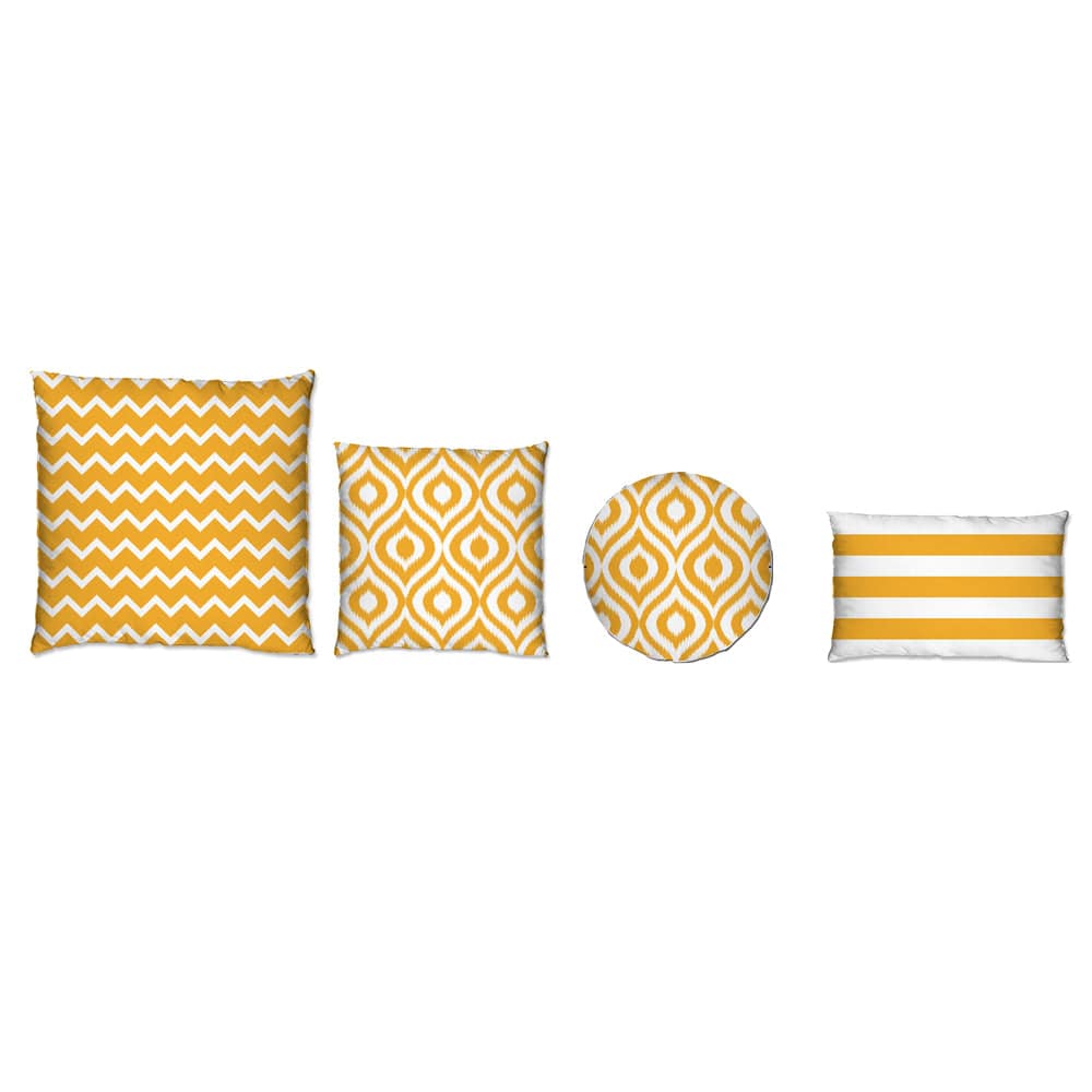 Ashcraft Waterproof Outdoor Scatter Cushion Set in Yellow Pattern