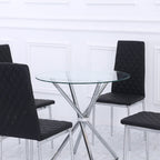 Orsa Round Dining Table Set With 4 Dining Chairs In Black