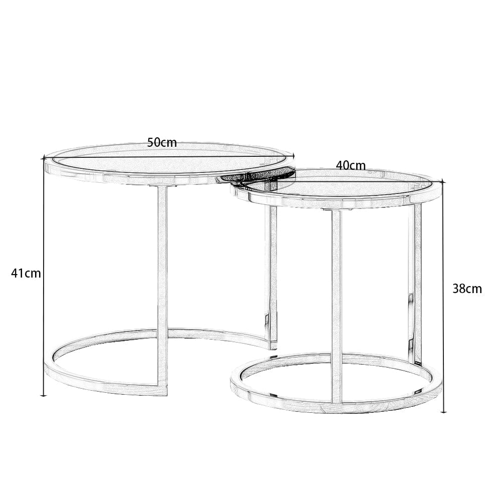 Etta Frame Nesting Round End Coffee Table Ottoman Set