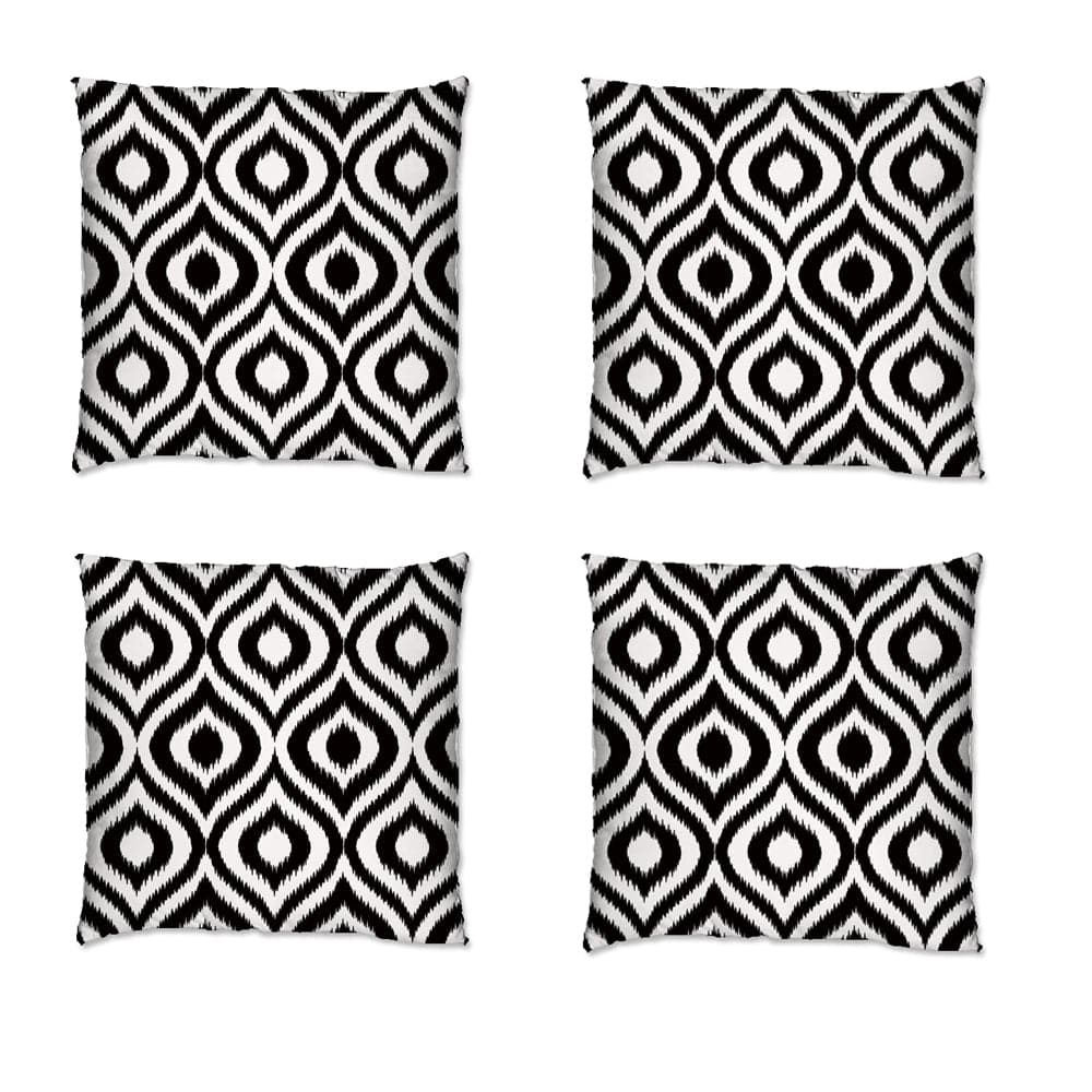 Ashcraft 4 Piece Waterproof Outdoor Scatter Cushions in Black Pattern