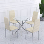 Orsa Round Dining Table Set With 4 Dining Chairs In Cream