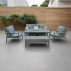 Berlin Outdoor Garden Aluminium 8 Seater Sofa Fire Pit Rising Table Set