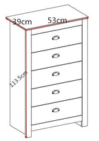 Heritage 5 Drawer Tall Chest In Grey and Oak