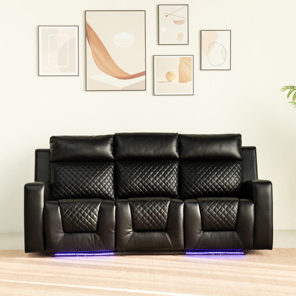 Black PU Leather Electric Recliner Functional 2 Seater Sofa/3 Seater Sofa / Armchair Set