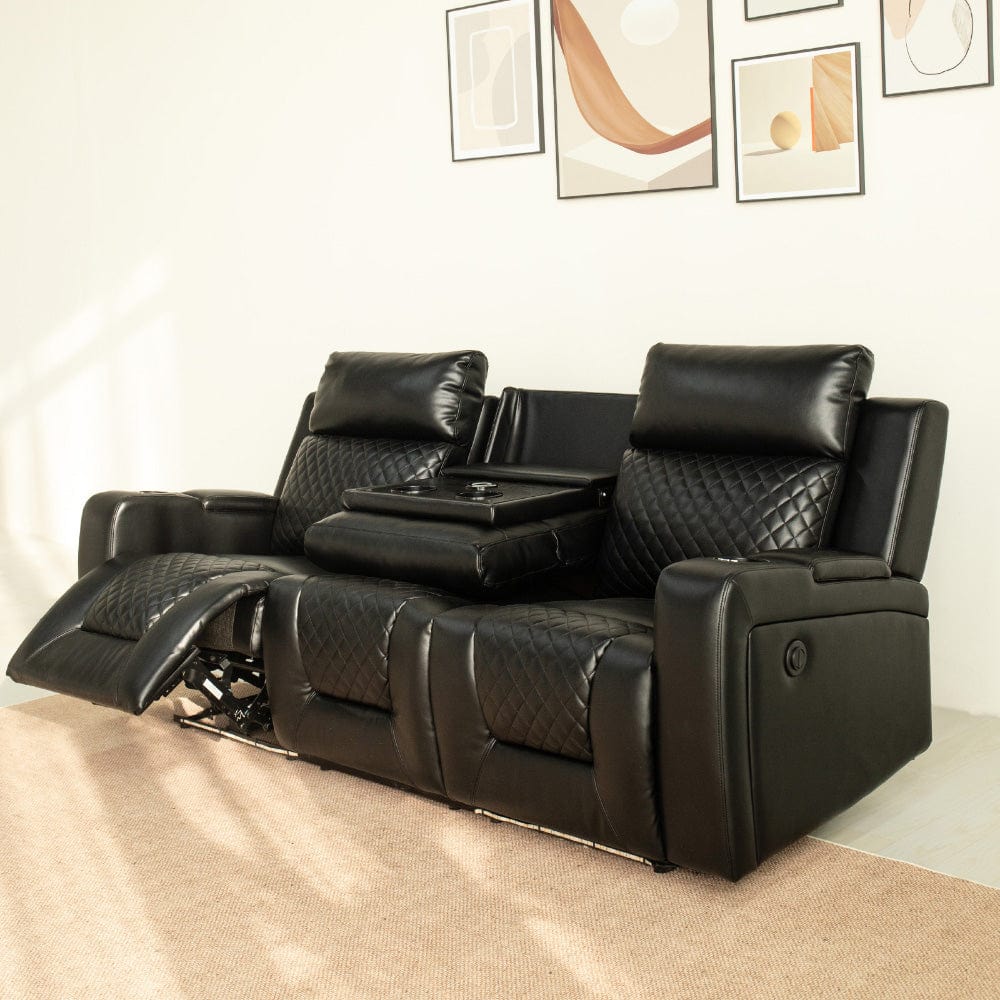 Black PU Leather Electric Recliner Functional 2 Seater Sofa/3 Seater Sofa / Armchair Set