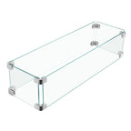 Fire Pit Wind Guard Glass Rectangular Glass Shield Clear Tempered Glass Flame Guard