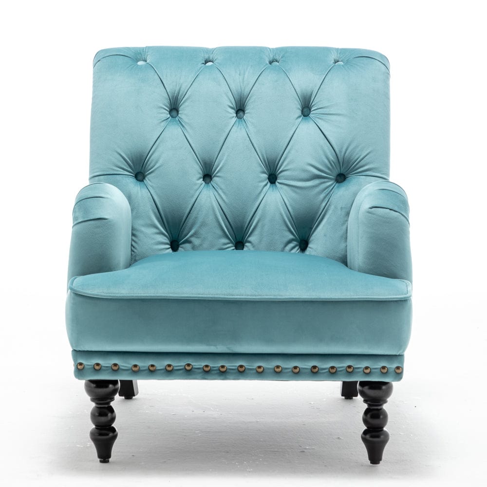 Darwin Velvet Accent Chair In Light Blue