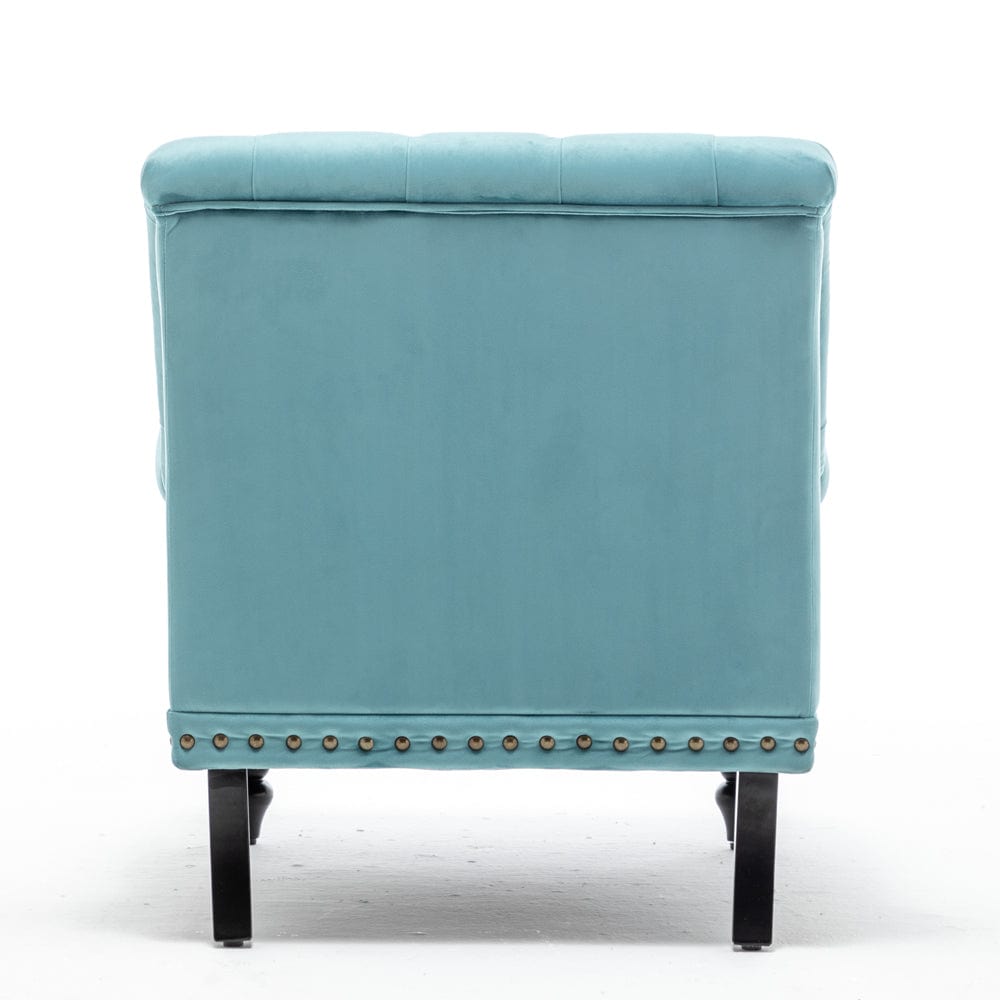 Darwin Velvet Accent Chair In Light Blue