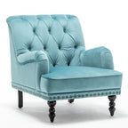 Darwin Velvet Accent Chair In Light Blue