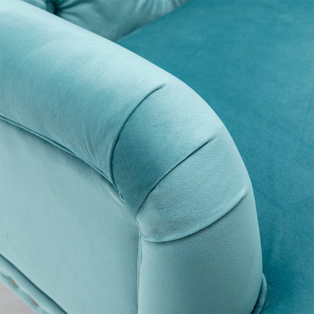 Darwin Velvet Accent Chair In Light Blue