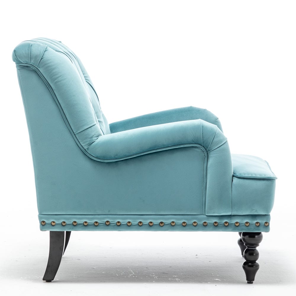 Darwin Velvet Accent Chair In Light Blue