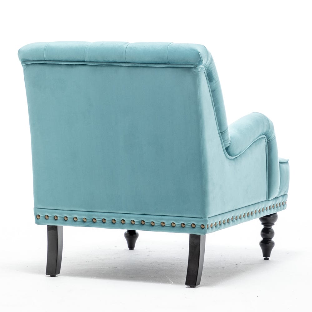 Darwin Velvet Accent Chair In Light Blue
