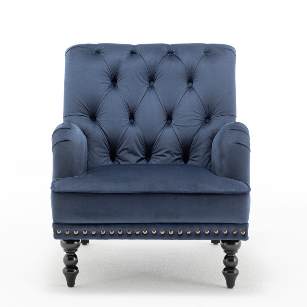 Darwin Velvet Accent Chair In Blue