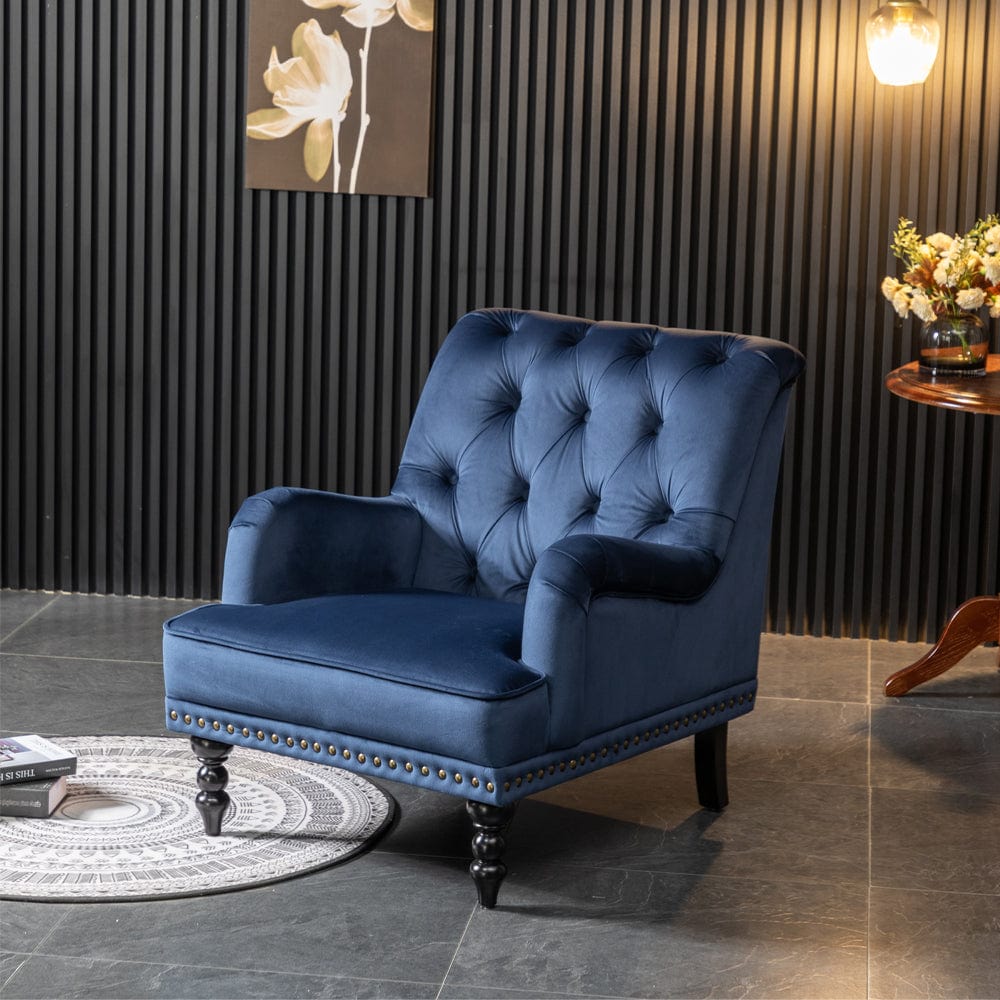 Darwin Velvet Accent Chair In Blue