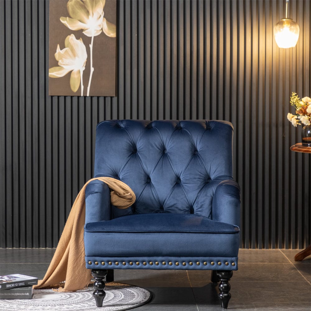 Darwin Velvet Accent Chair In Blue