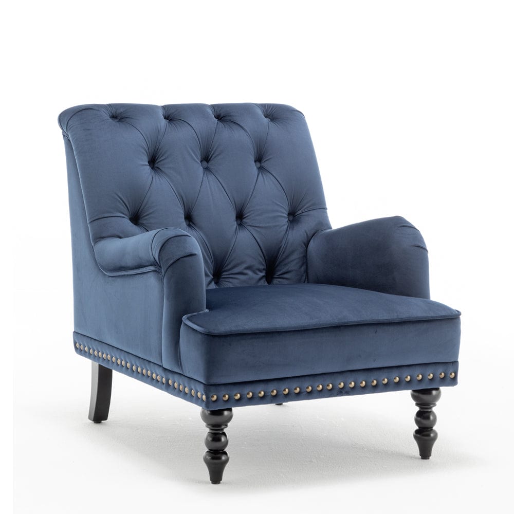Darwin Velvet Accent Chair In Blue